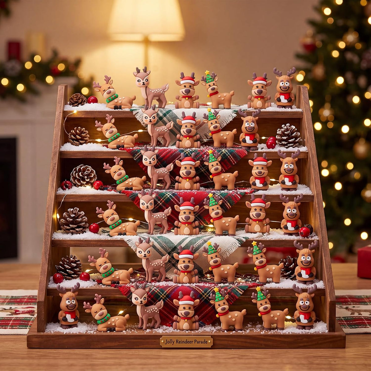 Chunful 25 Pcs Mini Reindeer Figurines Rubber Christmas Deer, Five Style