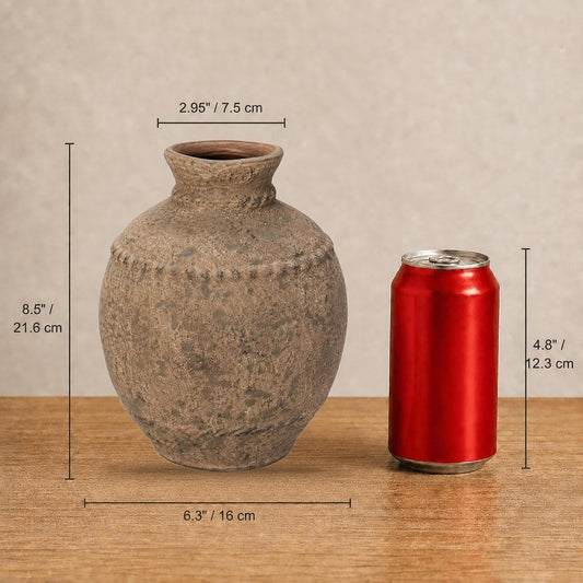 Sunddo Rustic Terracotta Ceramic Vase, 8.5 Inch Retro