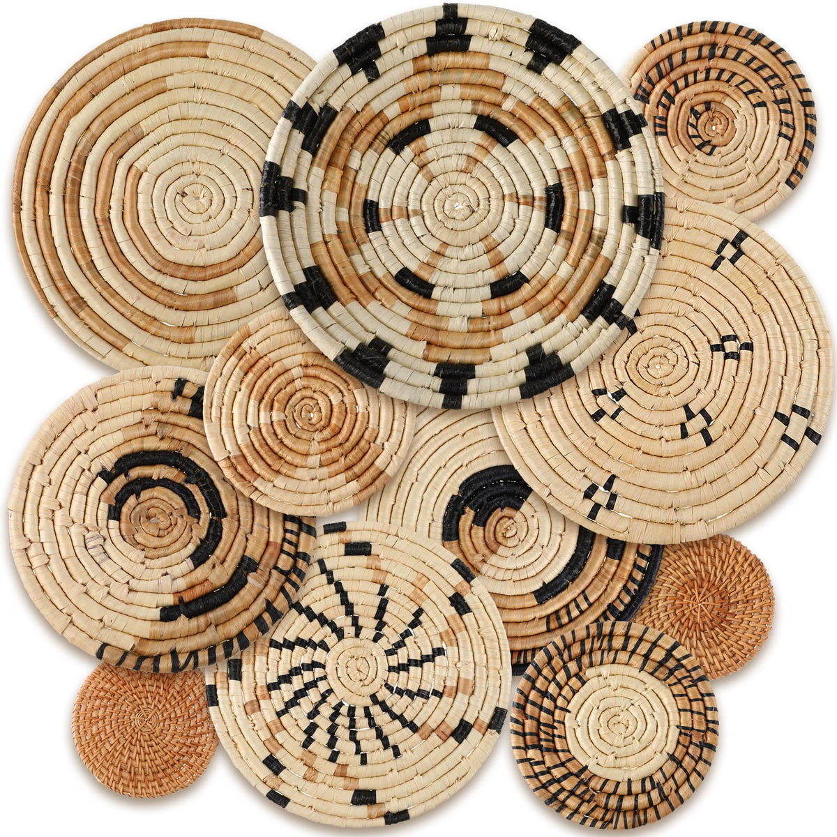 Tatuo 11 Pcs Boho Wall Basket Decor Woven Wall Hanging Art, Farmhouse