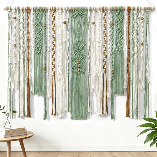 MEIVINES Macrame Wall Hanging Large Boho Tapestry Macrame Wall Art Decor