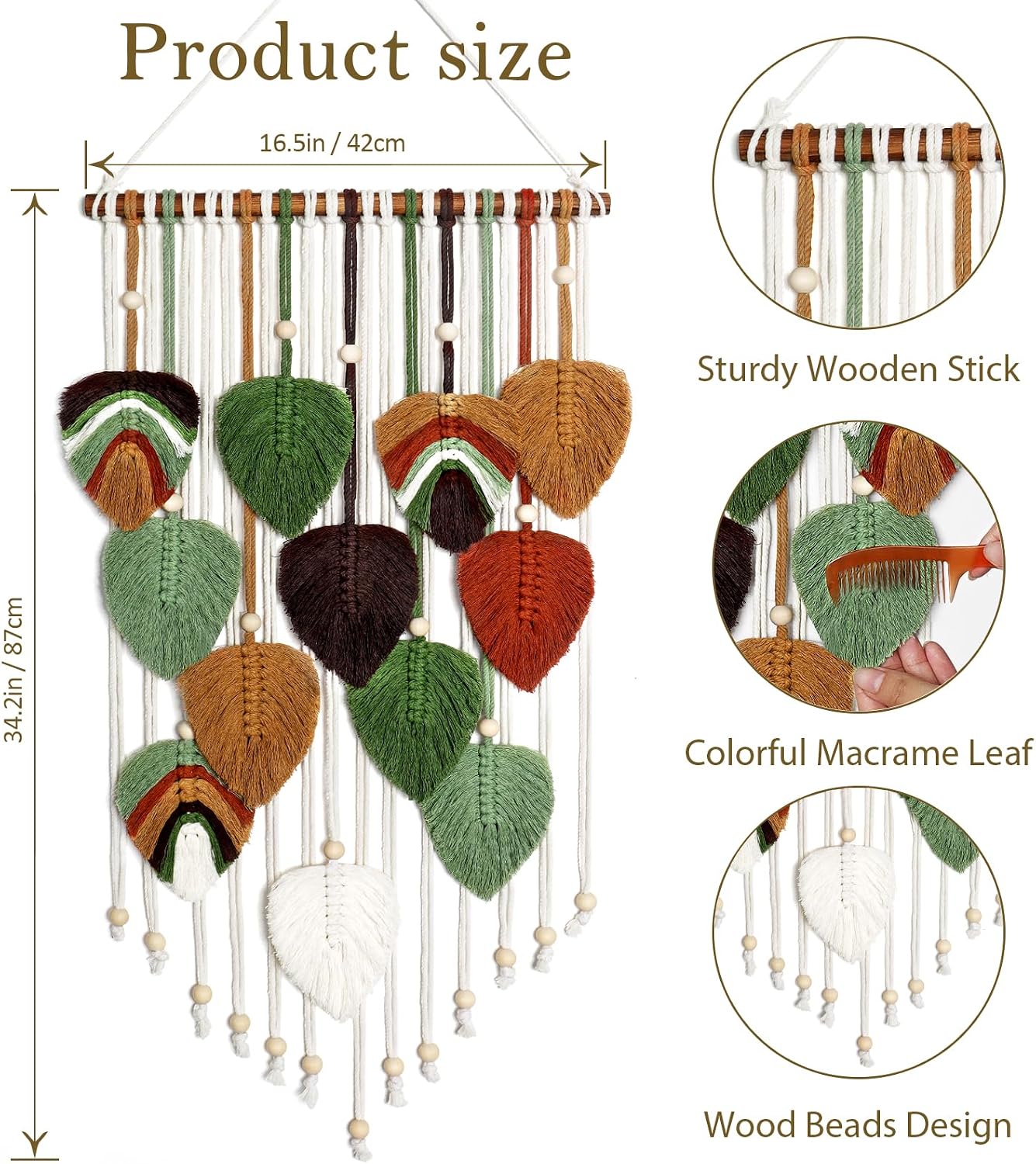 MEIVINES Macrame Wall Hanging Boho Woven Tapestry Macrame Wall Art Decor