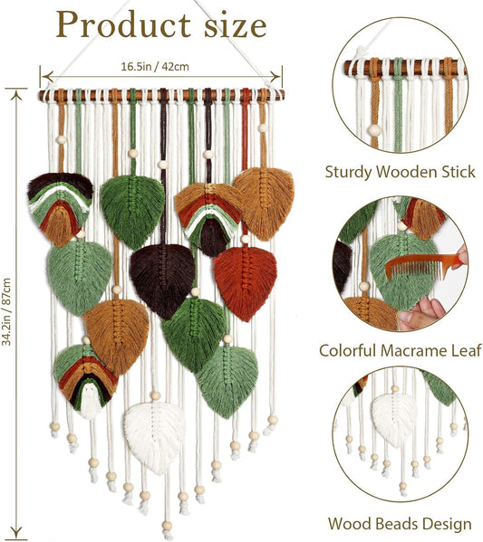 MEIVINES Macrame Wall Hanging Boho Woven Tapestry Macrame Wall Art Decor