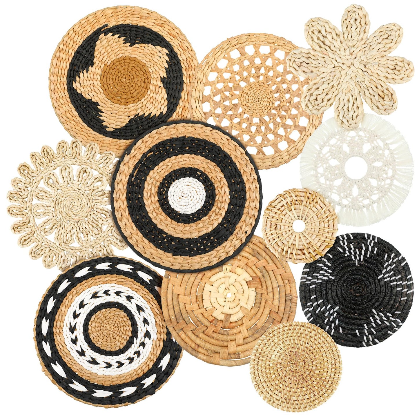 Tatuo 11 Pcs Boho Wall Basket Decor Woven Wall Hanging Art, Farmhouse