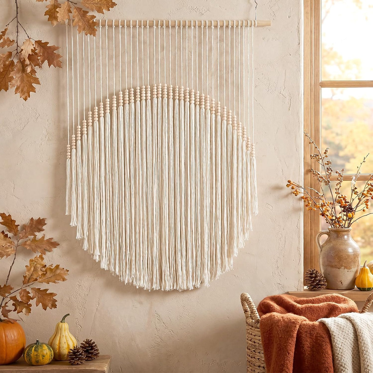 CrystalSylara Boho Macrame Wall Art Hanging Tapestry Decor, 31" Wx44 L