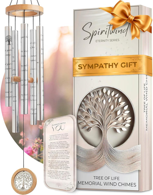 Tree of Life Memorial Wind Chimes for Loss of Loved One (32")