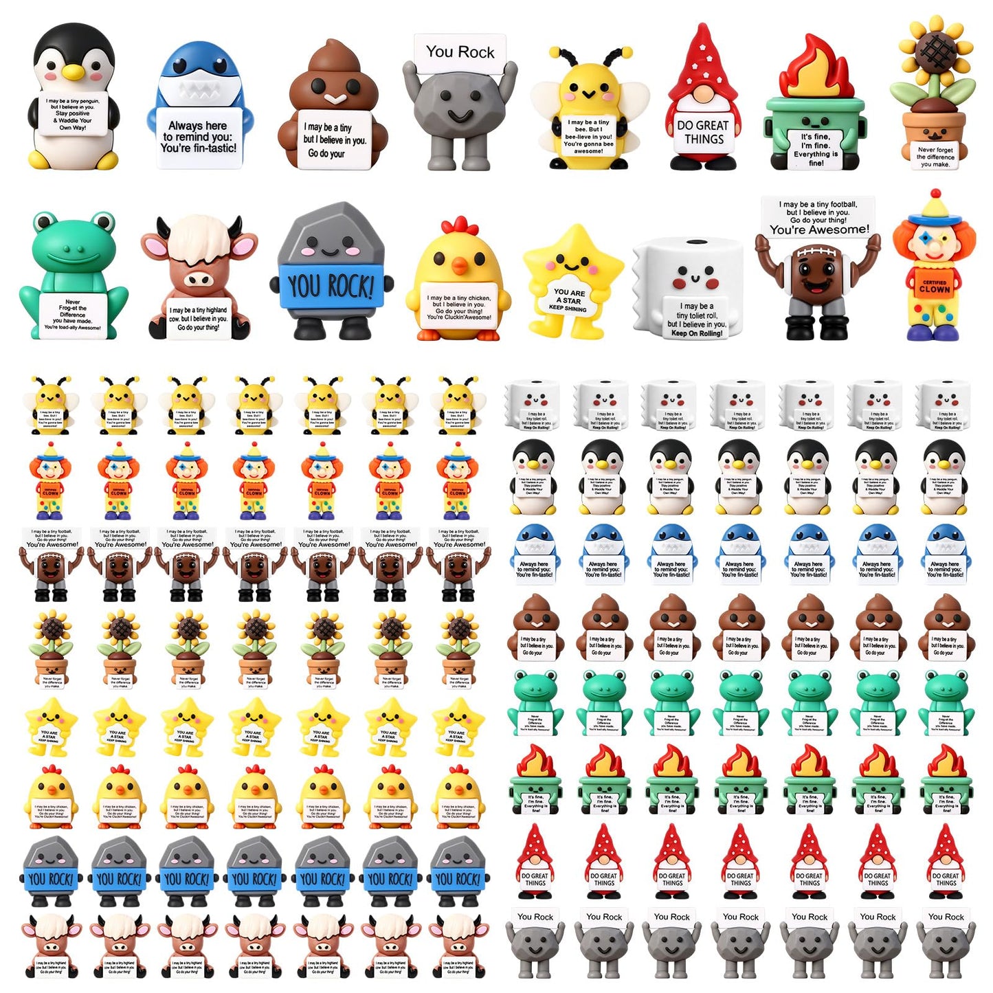 Gejoy 16 Pcs Mini Rubber You Rock Toys Mini Positive Figures Gifts, Novel