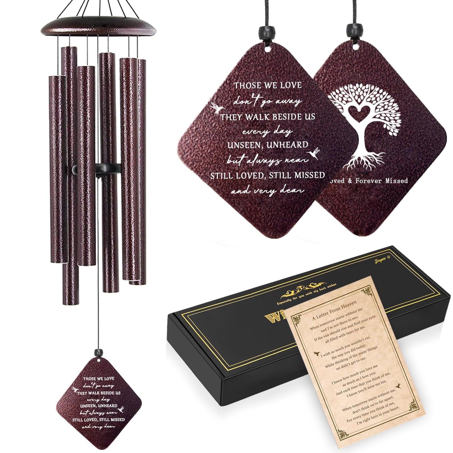 Memorial Gifts for Loss of Husband - 32" Sympathy Wind Chimes, Remembrance/Bereavement Gift
