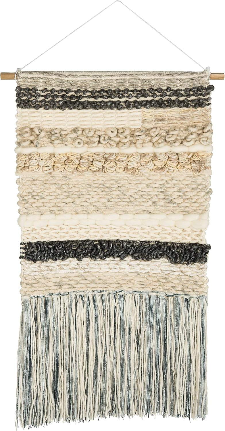 SAFAVIEH Home - Sedona Ivory Handwoven Wall Art Tapestry - Bohemian Southwestern Wool & Bamboo Fiber Hanging Décor, 24"W x 36"H (SWA108-2)
