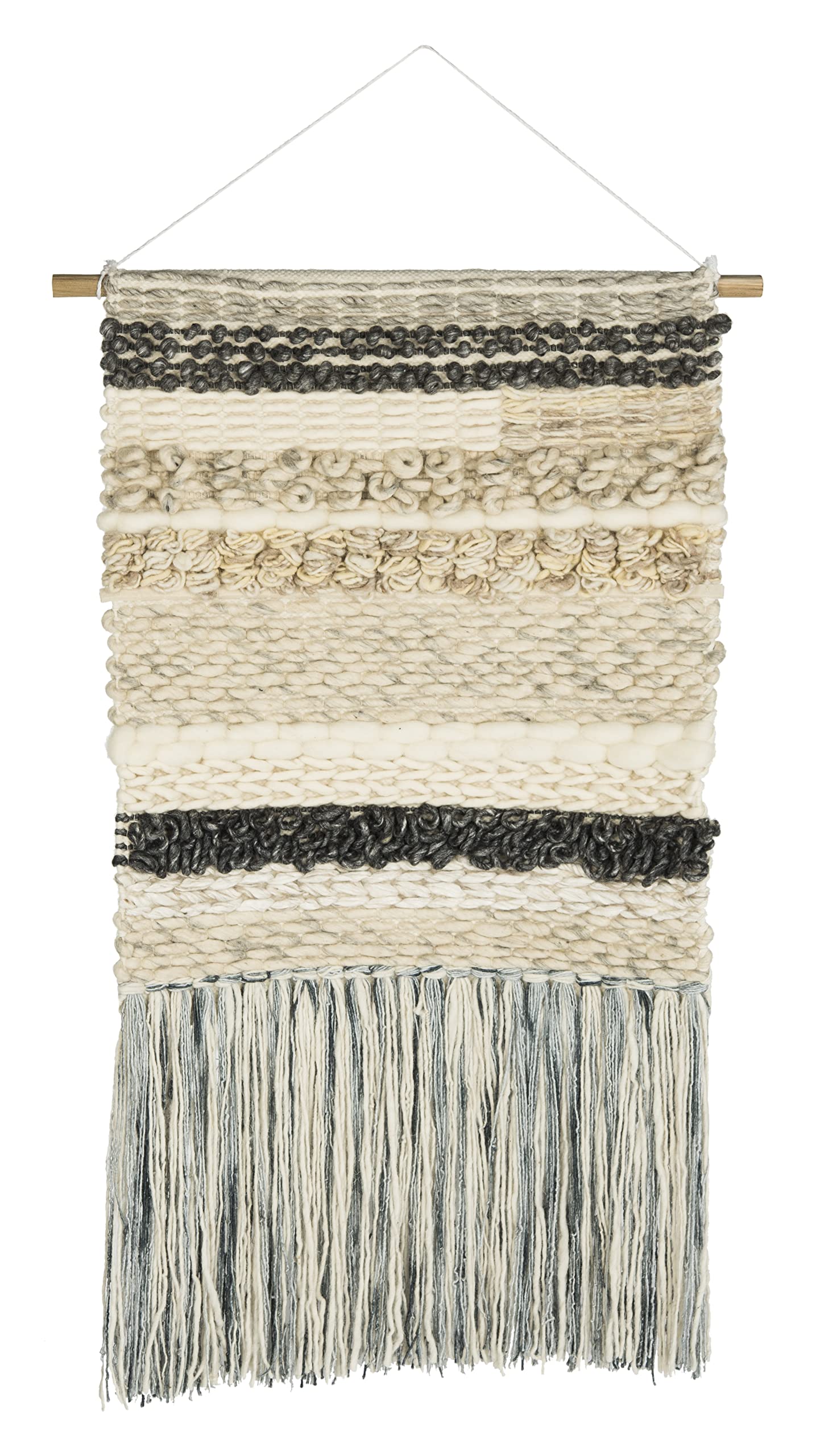 SAFAVIEH Home - Sedona Ivory Handwoven Wall Art Tapestry - Bohemian Southwestern Wool & Bamboo Fiber Hanging Décor, 24"W x 36"H (SWA108-2)