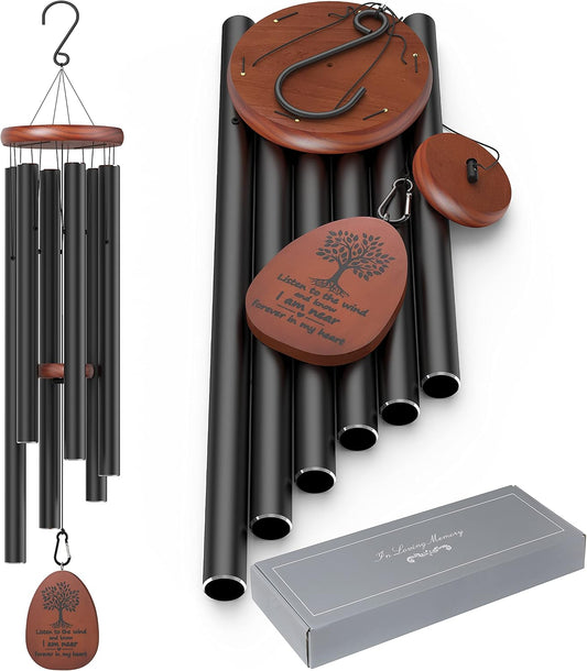 Sympathy Memorial Wind Chimes for Loss of Loved One,41 inch Large Wind Chimes Outside Deep Tone,Ideal Memorial/Bereavement/Sympathy Gift for Condolence and Funeral (Black)