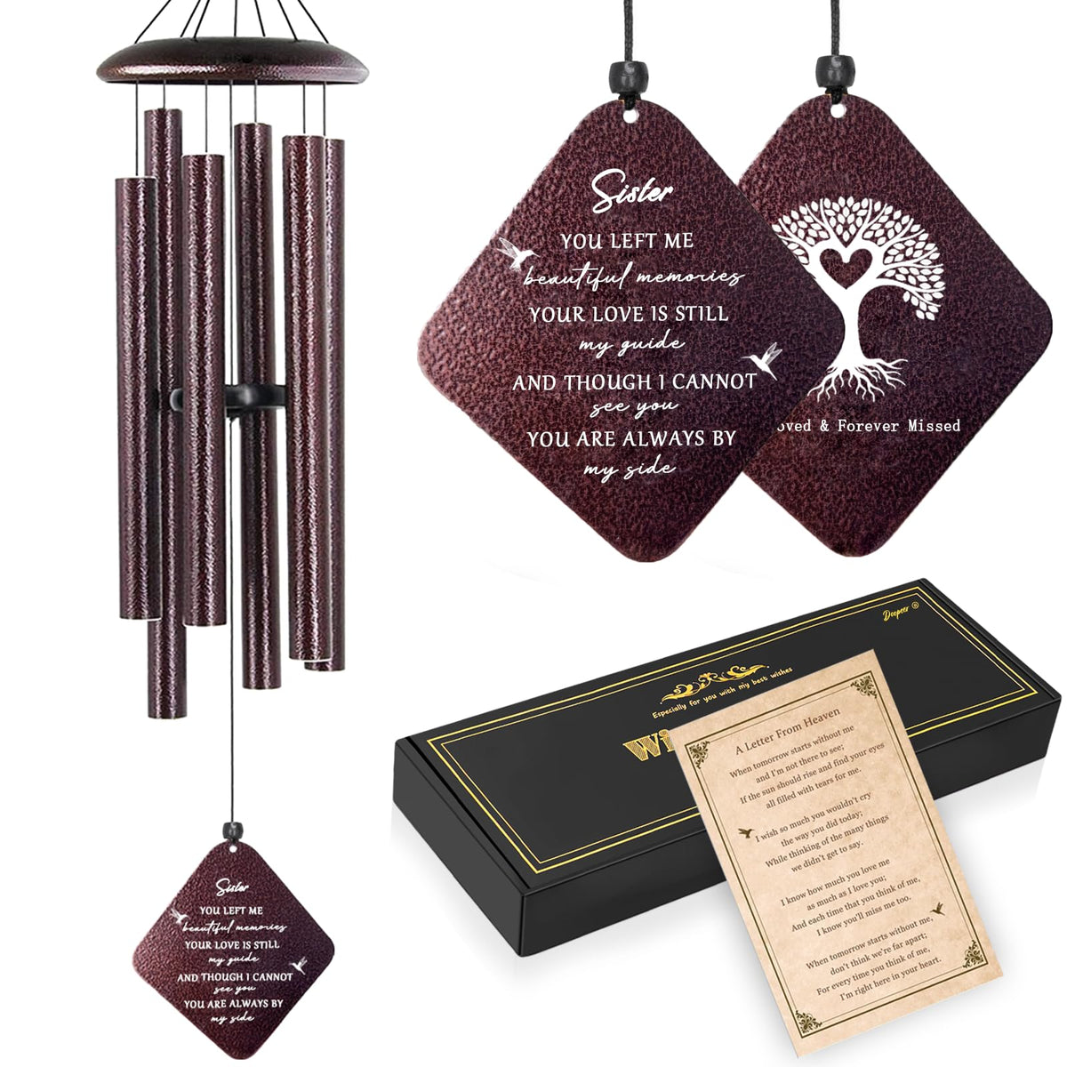 Memorial Gifts for Loss of Husband - 32" Sympathy Wind Chimes, Remembrance/Bereavement Gift
