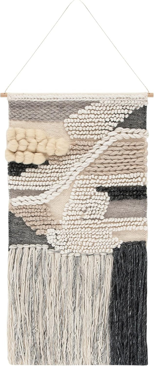 SAFAVIEH Home Collection Sedona Itsuki Boho Tribal Ivory/Grey Wool Woven Tapestry Hanging Wall Art