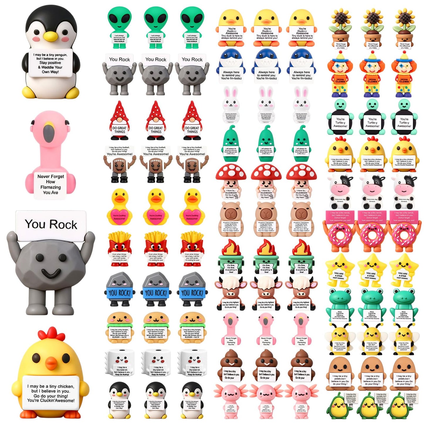 Gejoy 16 Pcs Mini Rubber You Rock Toys Mini Positive Figures Gifts, Novel