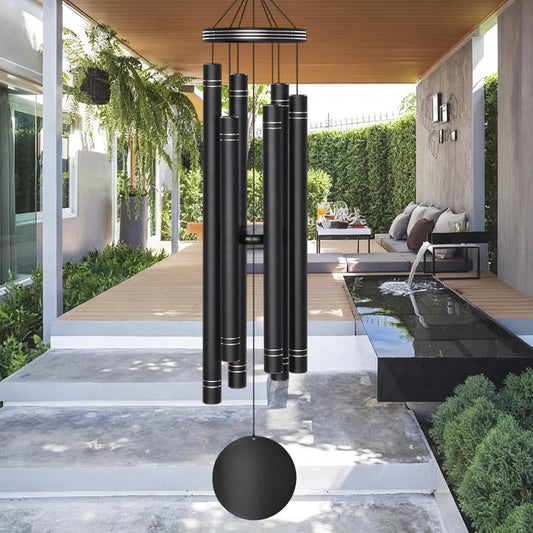 Suntimber Extra Large Wind Chimes for Outside Deep Tone,(EngravedLines,50")