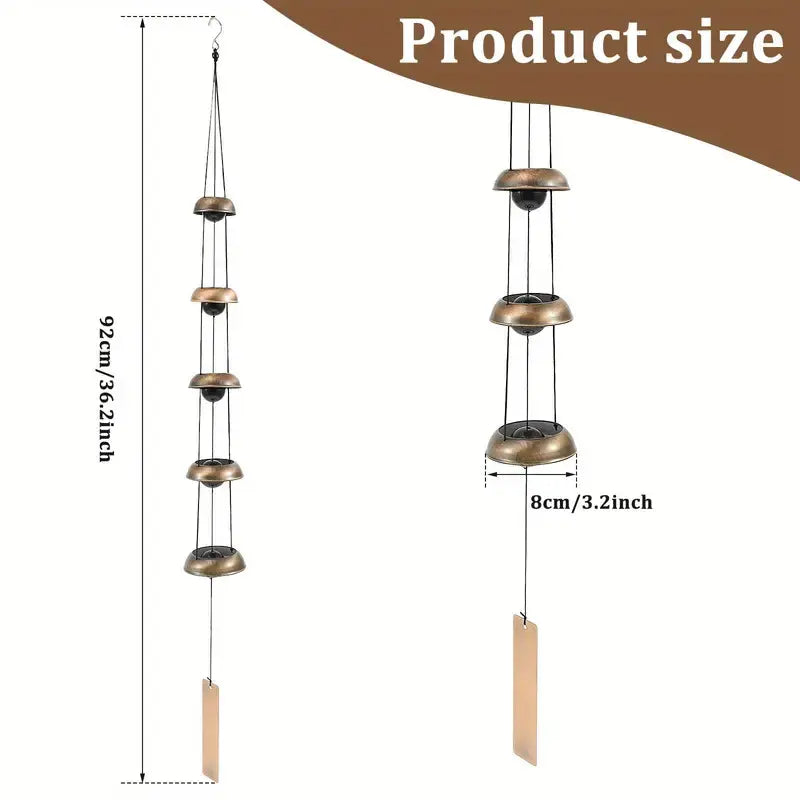 Metal Pagoda Wind Chimes - Copper Feng Shui Japanese-Style Hanging Bells, Outdoor Landscaping Decor for Garden, Patio,  memorial wind chime Gift