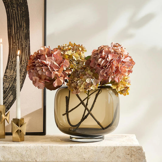 Z Gallerie Mateo Hand-Blown Art Glass Vase - Glossy Pedestal, Modern Vintage Flower Vase for Loose Stem Fit with Smoky Drama (Home Decor Accent)
