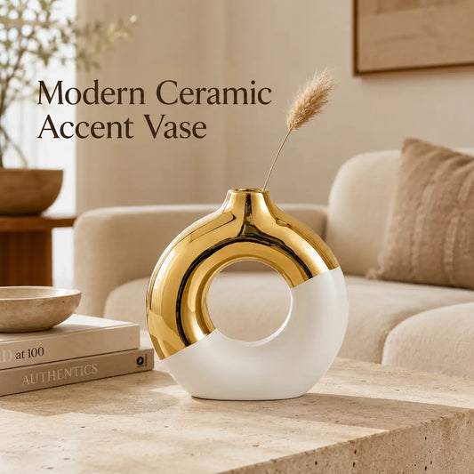Modern Bohemian Platinum Ceramic Ellipse Artistic Decorative Vase - Abstract Art Vase, Living Room Decorations Sculpture, Knot Dried Flower & Reed Holder, Home Decor Ornament, Special Occasion Souvenir