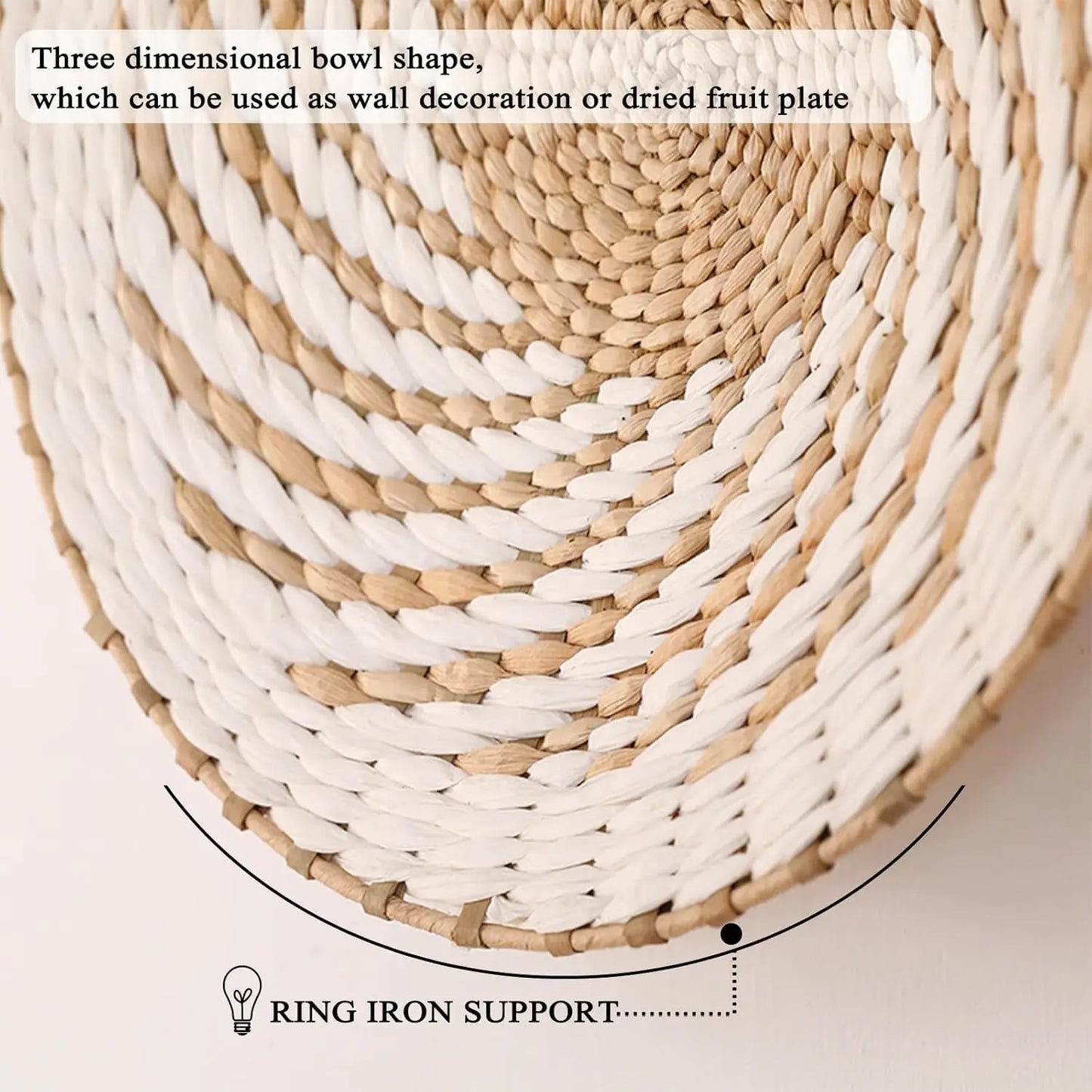 7 Pack Boho Seagrass Rattan Wicker Circular Wall Baskets - Handcrafted Grass Hanging Planters & Baskets, Decorative Wall Art with Handmade Details Uniquely Yours for Farmhouse Living Rooms, Home Decoration Gift Ornaments