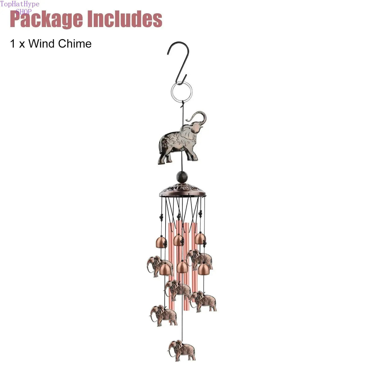 Handmade Bronze Lucky Elephant Wind Chimes - 35.4in Aluminum Tubes with Deep Melodic Sound, Garden Accessories for Outdoor Relaxation & Positivity Sympathy Memorial Decoration