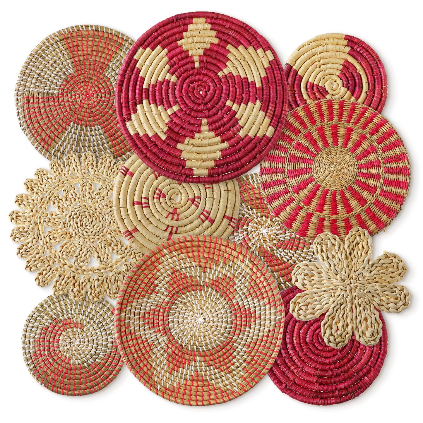 Tatuo 11 Pcs Boho Wall Basket Decor Woven Wall Hanging Art, Farmhouse
