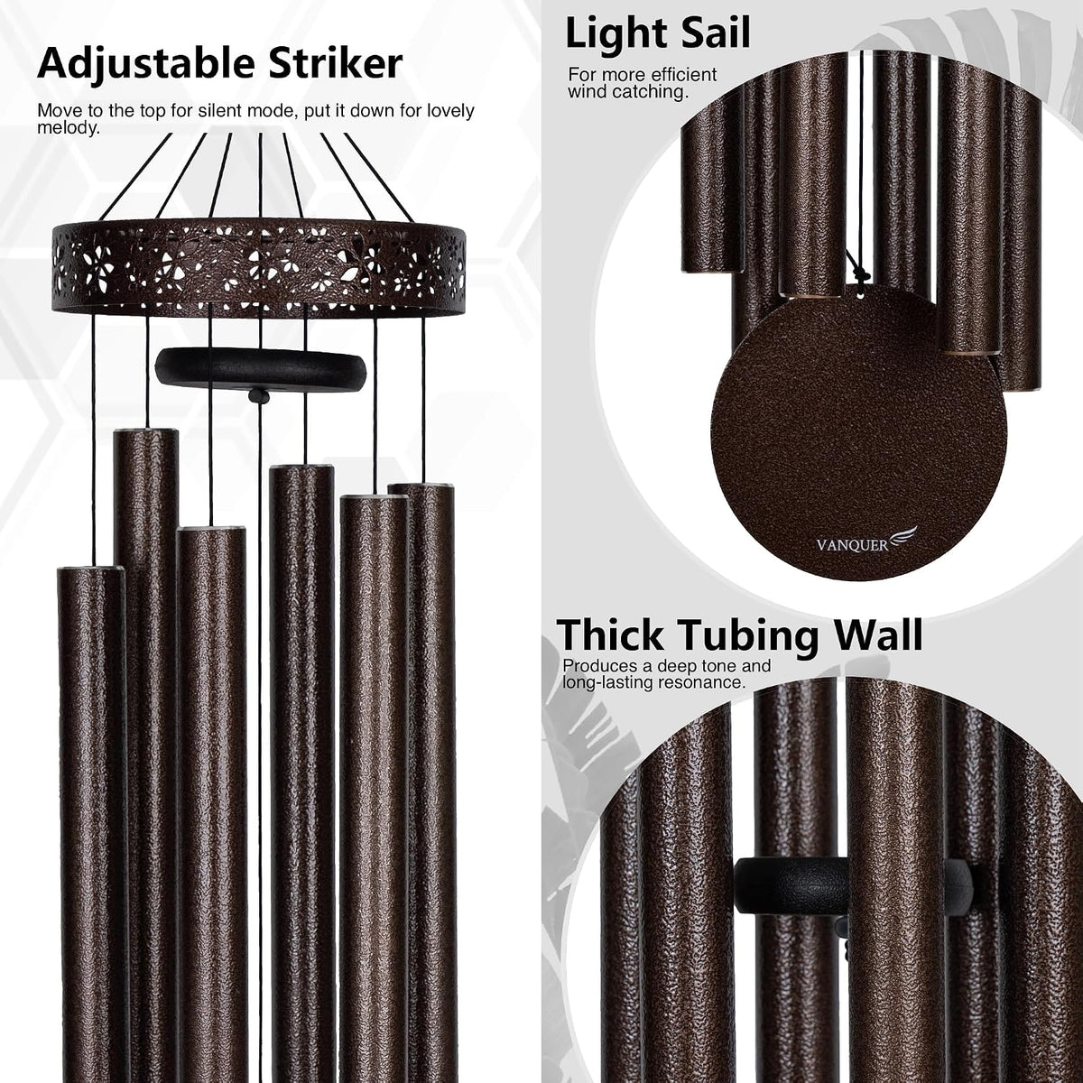 Extra Large Wind Chimes for Outside Deep Tone - 58'' Outdoor Clearance, Deep Tone Wind Chimes, Memorial Wind Chime, Sympathy Gift, Patio Yard, Home Décor, Bronze (58" Bronze)