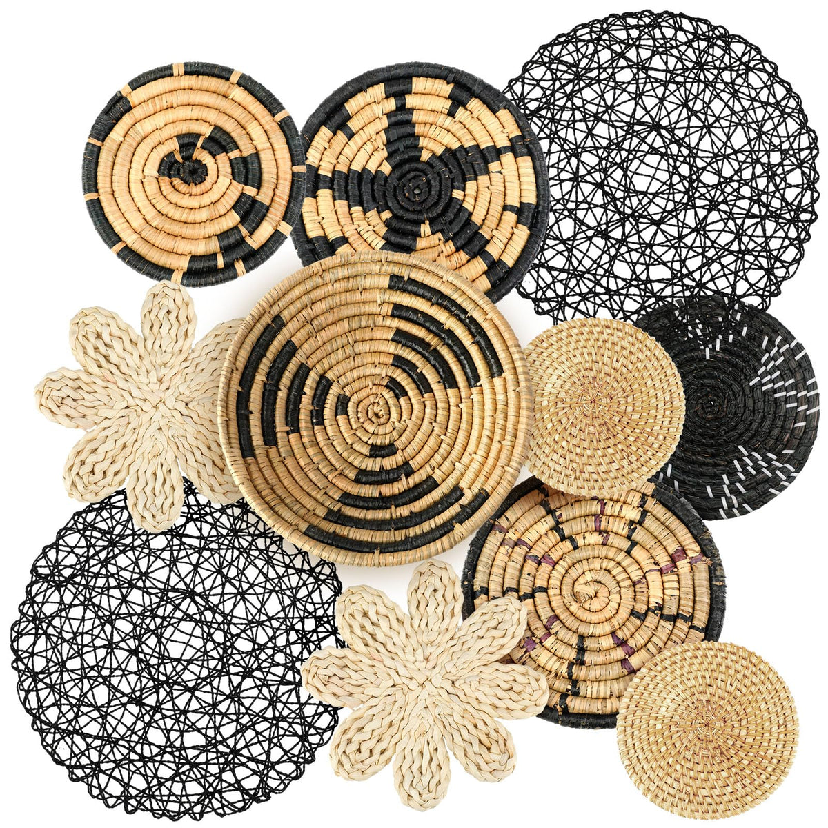 Tatuo 11 Pcs Boho Wall Basket Decor Woven Wall Hanging Art, Farmhouse