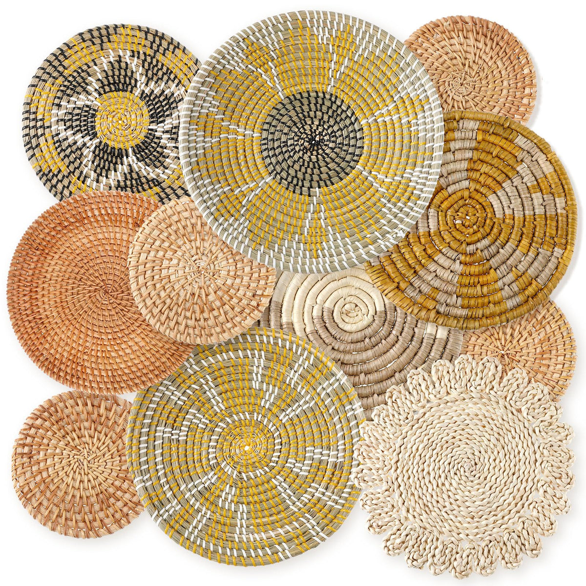 Tatuo 11 Pcs Boho Wall Basket Decor Woven Wall Hanging Art, Farmhouse