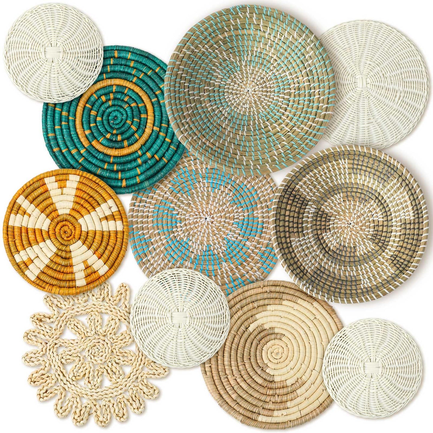 Tatuo 11 Pcs Boho Wall Basket Decor Woven Wall Hanging Art, Farmhouse