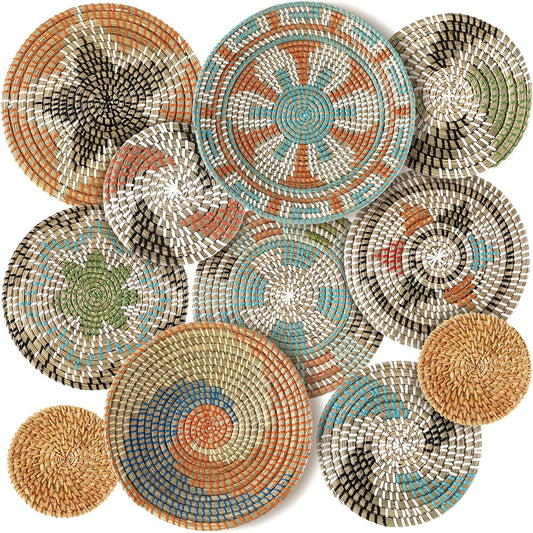 Tatuo 11 Pcs Boho Wall Basket Decor Woven Wall Hanging Art, Farmhouse