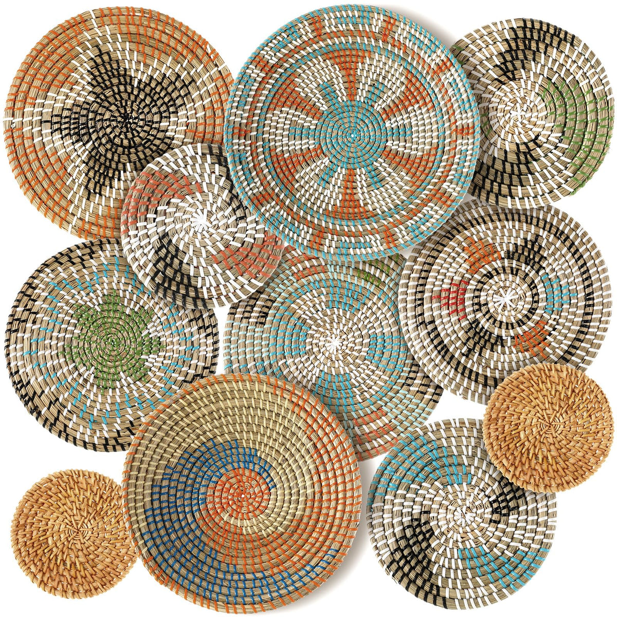 Tatuo 11 Pcs Boho Wall Basket Decor Woven Wall Hanging Art, Farmhouse