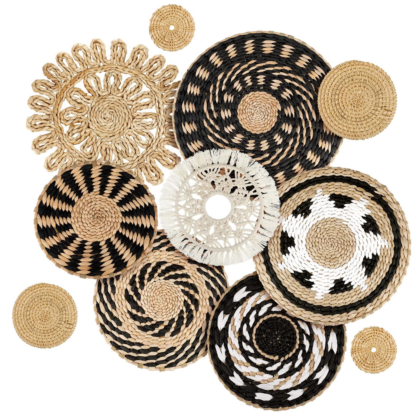 Tatuo 11 Pcs Boho Wall Basket Decor Woven Wall Hanging Art, Farmhouse