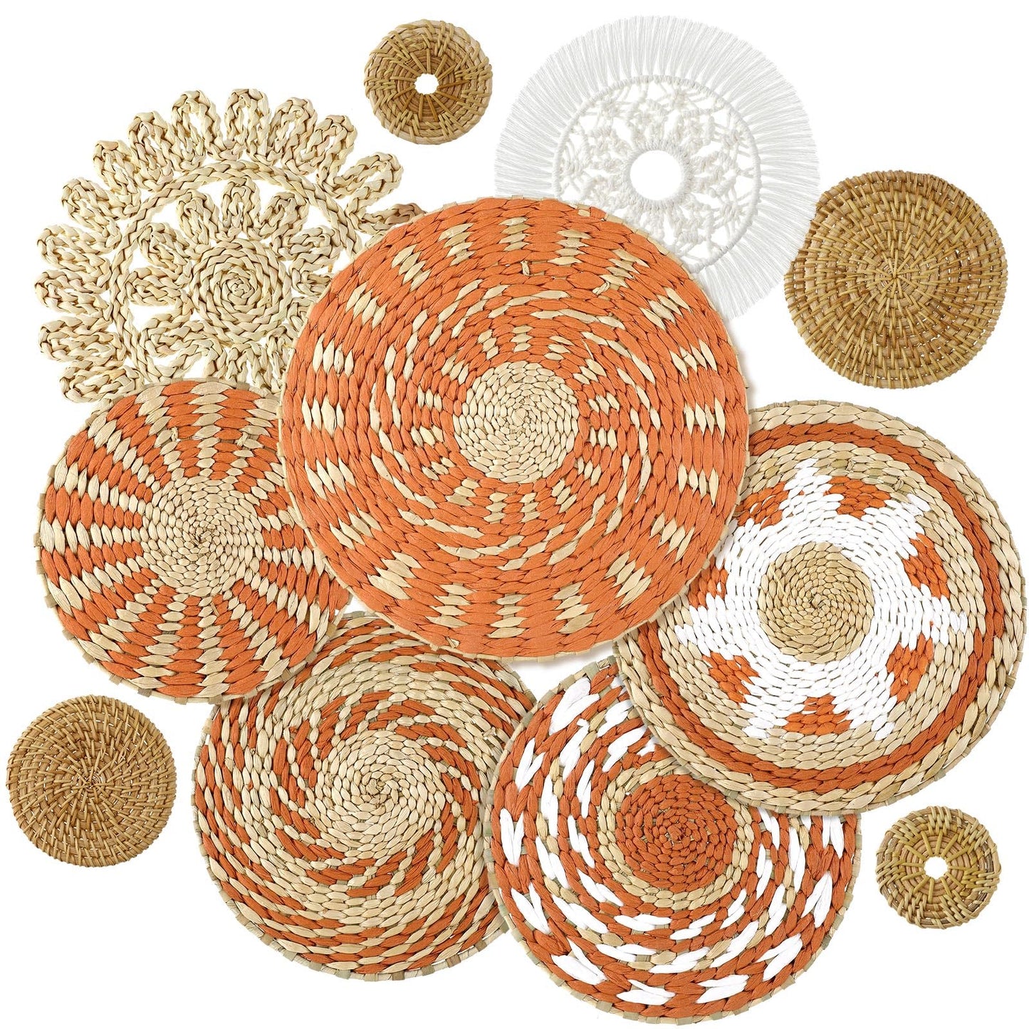 Tatuo 11 Pcs Boho Wall Basket Decor Woven Wall Hanging Art, Farmhouse