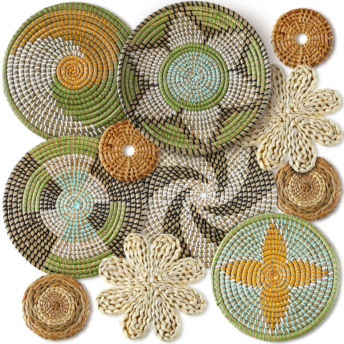 Tatuo 11 Pcs Boho Wall Basket Decor Woven Wall Hanging Art, Farmhouse
