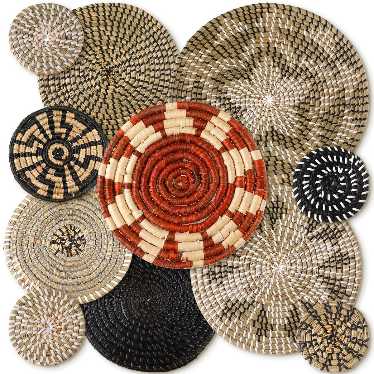 Tatuo 11 Pcs Boho Wall Basket Decor Woven Wall Hanging Art, Farmhouse