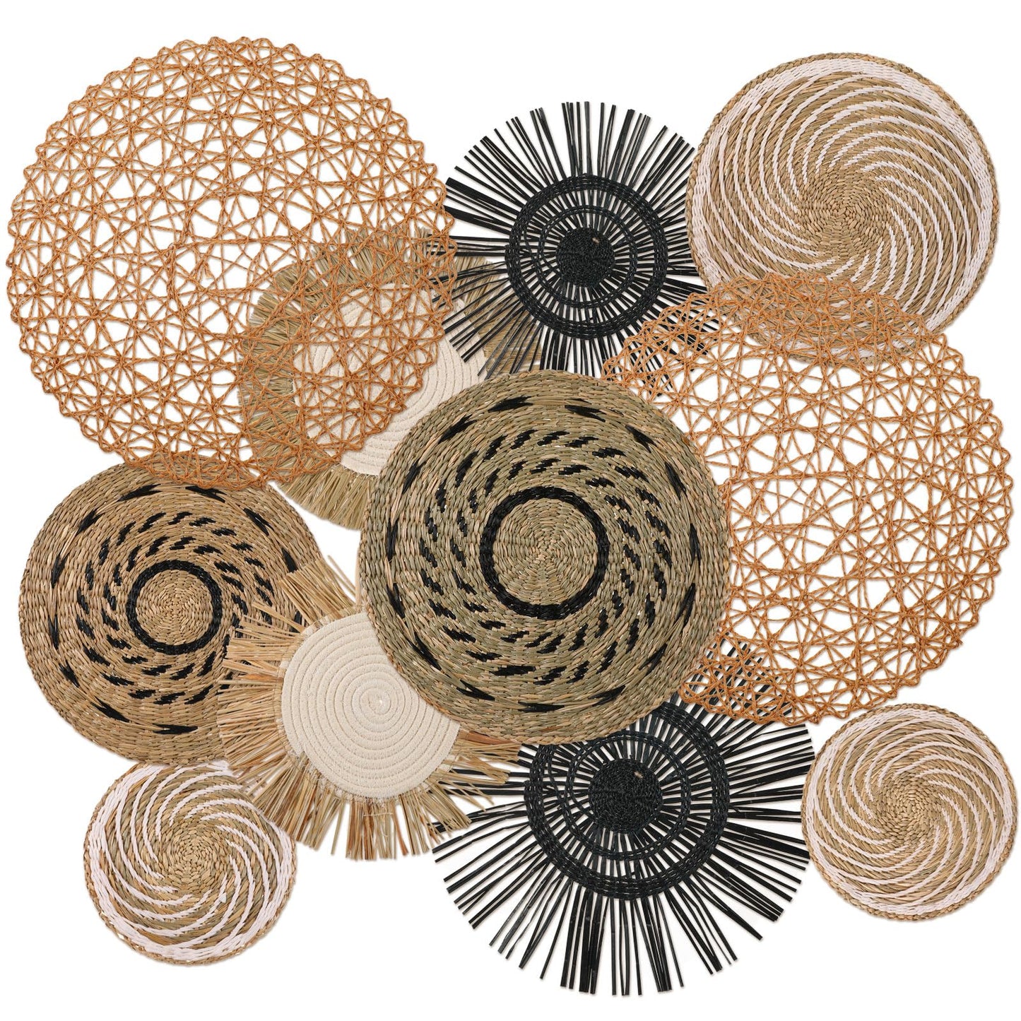 Tatuo 11 Pcs Boho Wall Basket Decor Woven Wall Hanging Art, Farmhouse