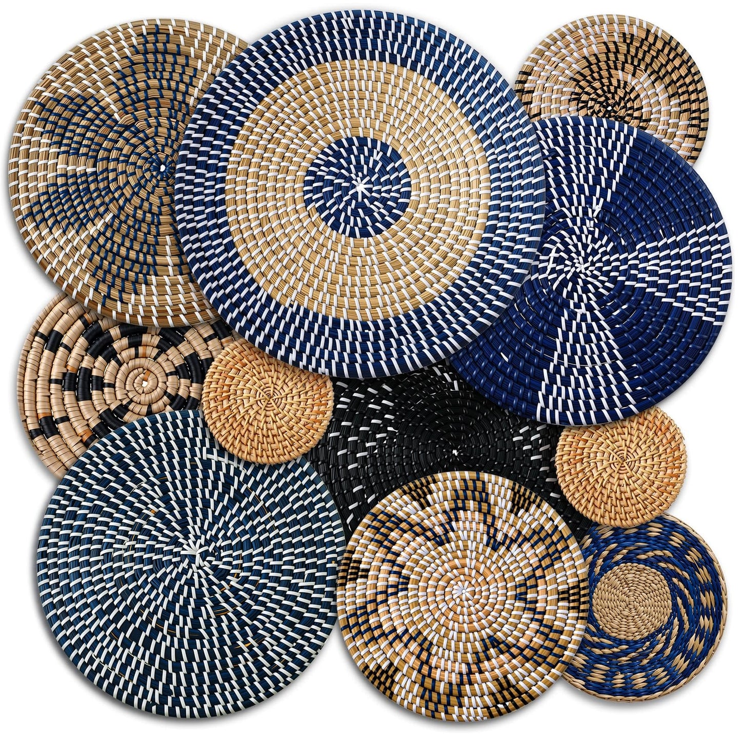 Tatuo 11 Pcs Boho Wall Basket Decor Woven Wall Hanging Art, Farmhouse
