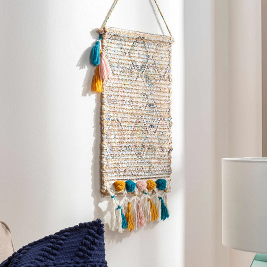 Zillmere Decorative Bold 'n Vibrant Woven Fabric Wall Hanging - Wall Decor Banner, Whimsical Room Accent, Funky Unique Home Piece