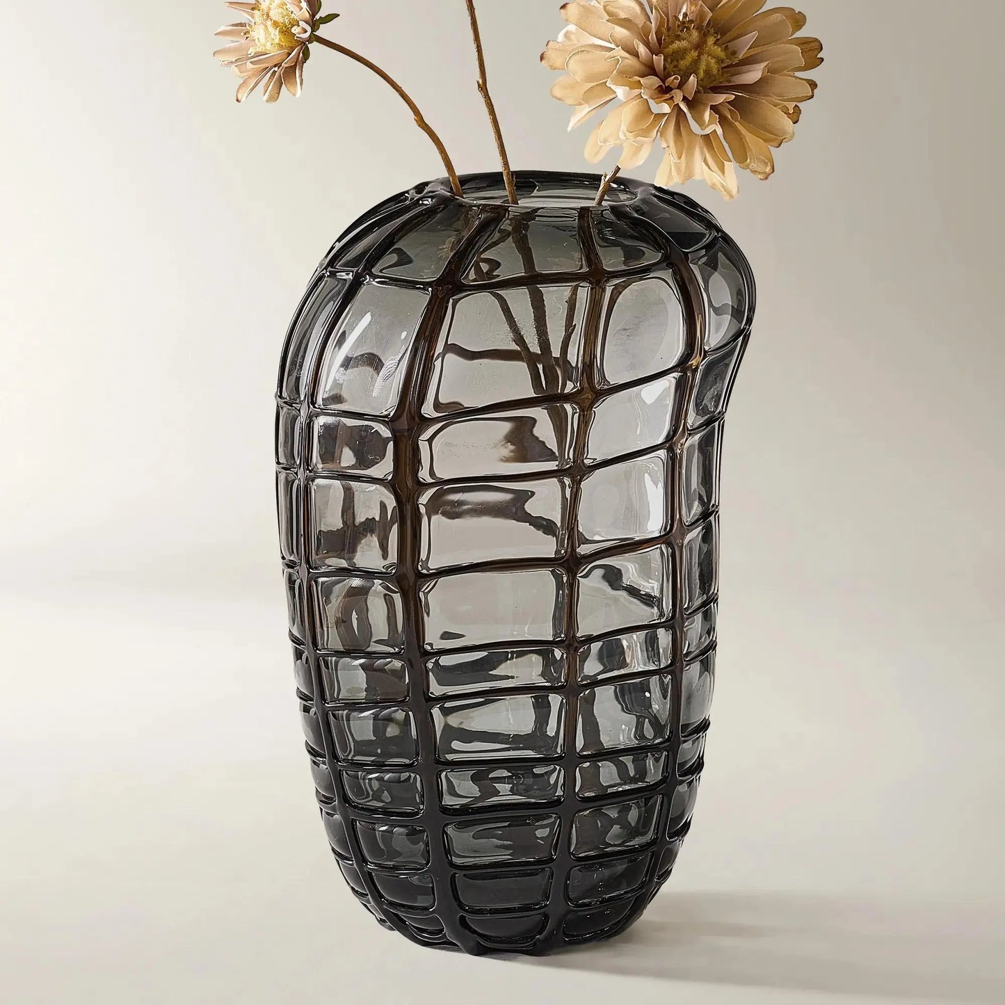 Z Gallerie Contra Handblown Glass Vase - Black-Dusty Blue, 13'', Modern Decorative Vase with Organic Silhouette, Decorative Flower Vessel for Home Decor