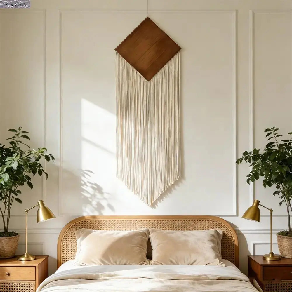 Handmade Macrame Wall Hanging Woven Tapestry - Dip Dyed Boho Home Accessory, Unique Aesthetic House Decor, Modern Rustic Room Decorations Gift for Bedroom, Living Room