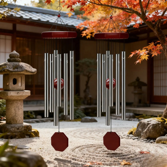 2 Pack Memorial Metal Windchimes, Outdoor Large Deep Tone Landscape Chimes with 6 Tuned Tubes - Personalized Sympathy Garden Decor for Patio Balcony Home, Home Improvement Accessory, Metal Wind Chimes
