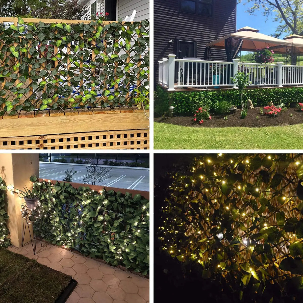 22x120 in Expandable Retractable Willow Wood Artificial Ivy Lattice Privacy Fence Screen, Realistic Leaf Sunlight Resistant Garden Panel with Zip Ties, Vertical Garden Trellis View Hider for Backyard, Screening