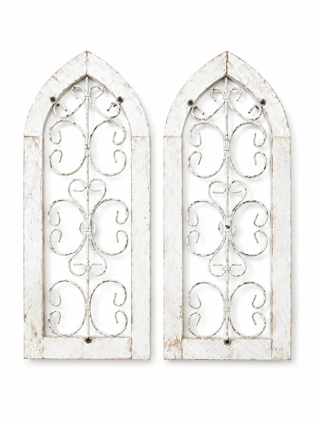 Traditional Handmade Powder-Coat Metal Window Frame Set, 2-Piece 22x10 in Rustic Farmhouse Hanging Wall Decor, Home Supplies Decoration & Gift