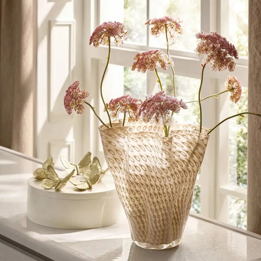 Z Gallerie Elle Tawny Glass Vase - Handblown Decorative Vase with Organic Sculptural Design, Modern Centerpiece for Living Room, Dining Table & Luxury Home Decor
