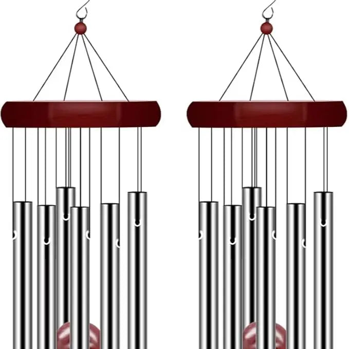 2 Pack Large Memorial Wind Chimes – Deep Tone Outdoor Wind Chime with 6 Tuned Metal Tubes, Elegant Sympathy Gift for Garden, Patio, Balcony & Home Decor