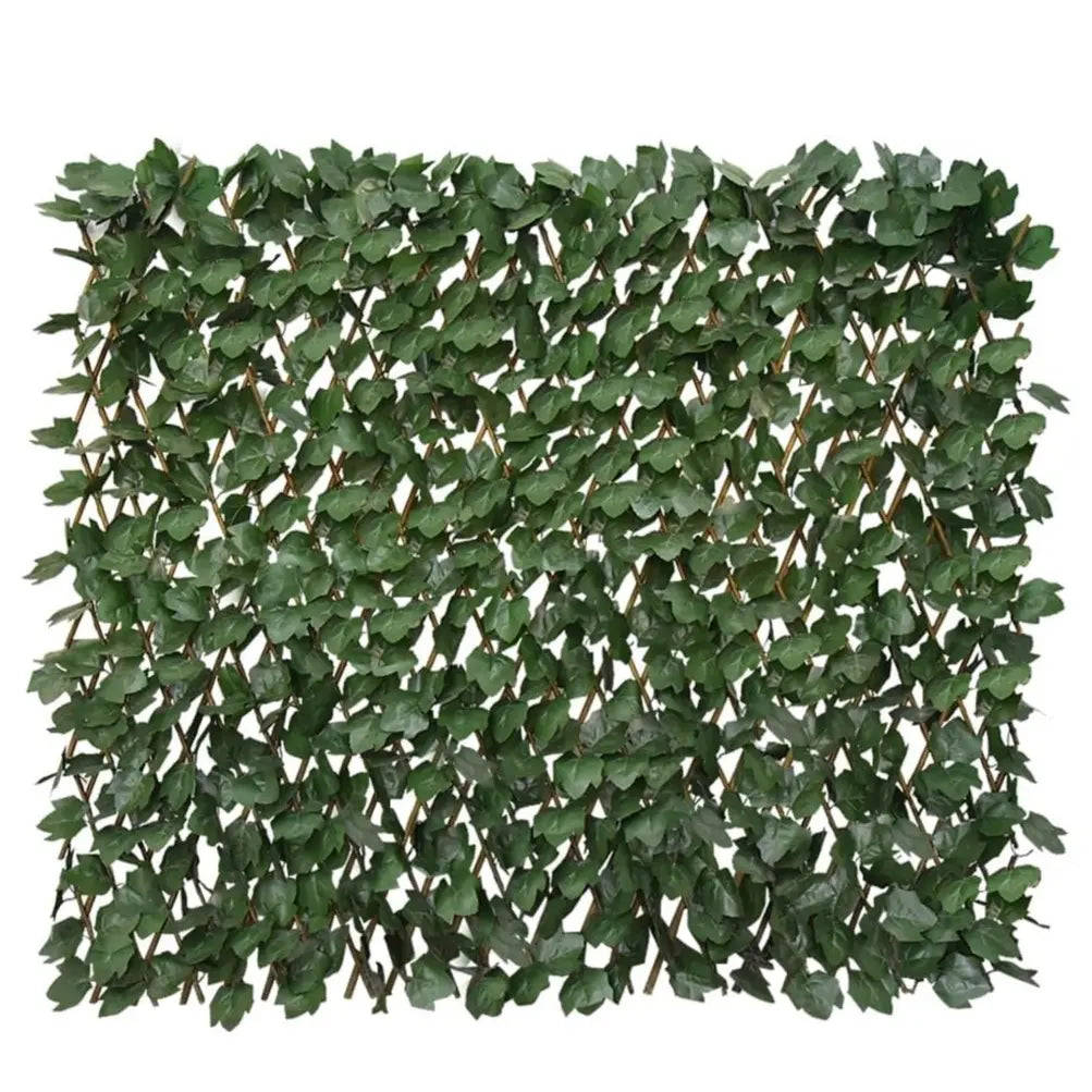 22x120 in Expandable Retractable Willow Wood Artificial Ivy Lattice Privacy Fence Screen, Realistic Leaf Sunlight Resistant Garden Panel with Zip Ties, Vertical Garden Trellis View Hider for Backyard, Screening
