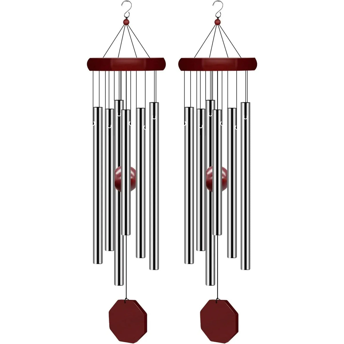 2 Pack Memorial Metal Windchimes, Outdoor Large Deep Tone Landscape Chimes with 6 Tuned Tubes - Personalized Sympathy Garden Decor for Patio Balcony Home, Home Improvement Accessory, Metal Wind Chimes