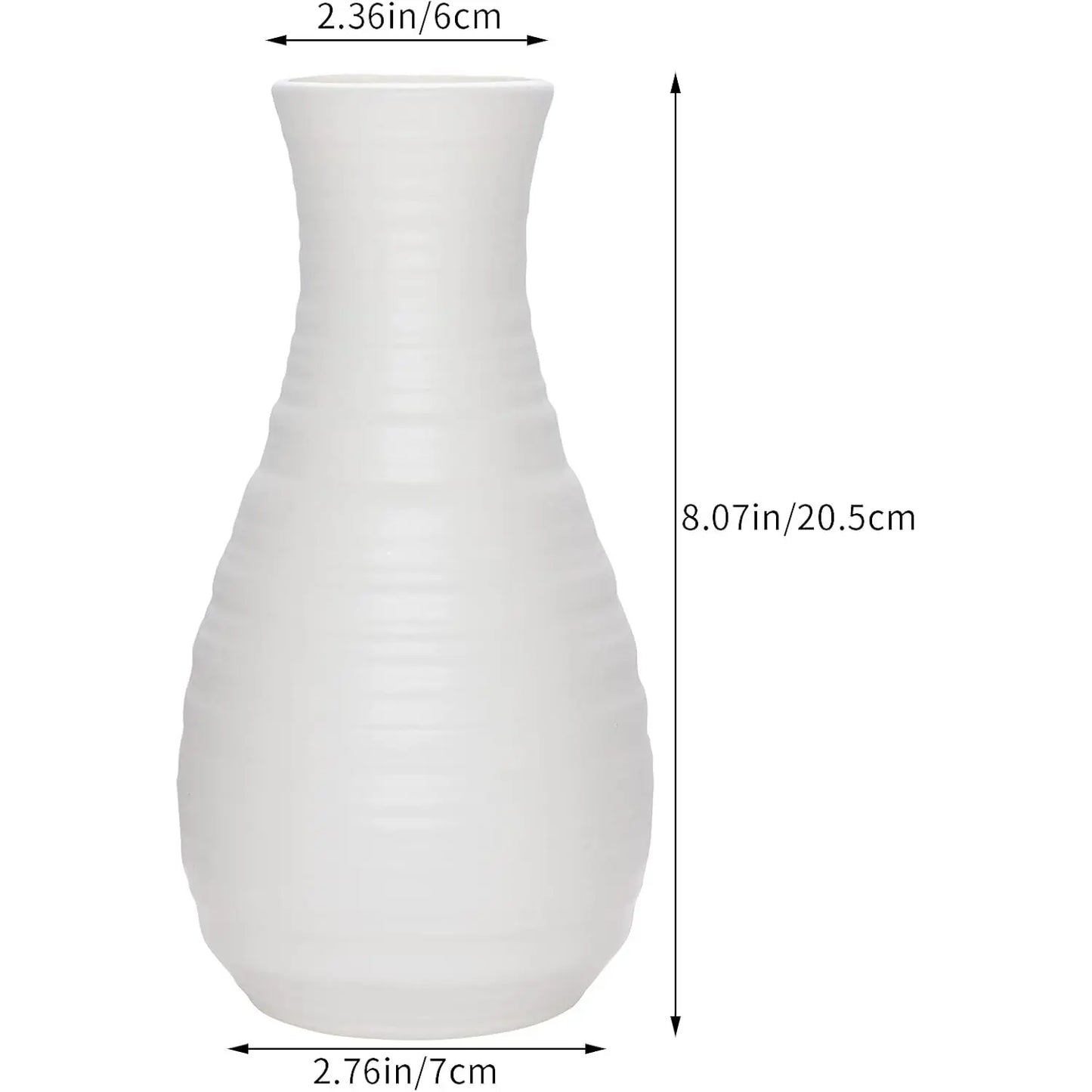 2-Pcs 8x2.7in Composite Plastic Flower Vases - Ceramic Look, Shatter-Resistant Home Decor Accessory for Easy Home Care, Natural Lines Design, Small Shelf/Table Fit, All-Season Dinner Party Centerpieces, Room Decor