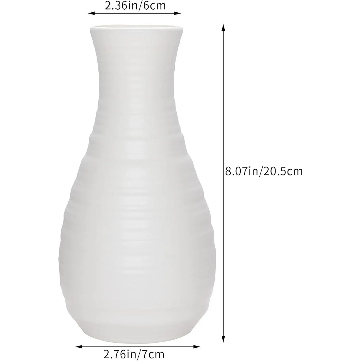 2-Piece Minimalist Lightweight Scratch-Free Faux Ceramic Plastic Vase Set - Nordic Striped Paper Folding Design, Home Decoration Centerpiece, Artificial Flower Arrangement Container (8x2.7in) White Gift
