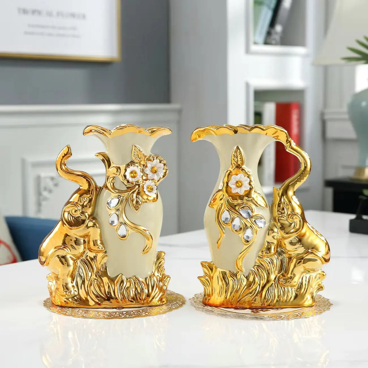 2Pcs Modern Ceramic Swan Vase, Decorative Flower Vase for Living Room, Dining Table, Bedroom, Home Decor for Christmas, Ideal for Fake Plants, Flowers, Rose Petals arrangement