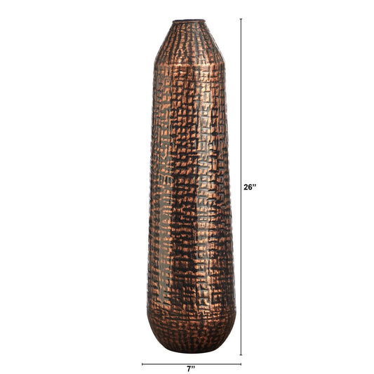 26” Tall Embossed Metal Cylinder Large Modern Flower Vase, Vases for Centerpieces, Ideal for Home Decor & Artificial Flower Displays, Flower Vases, Modern Vase